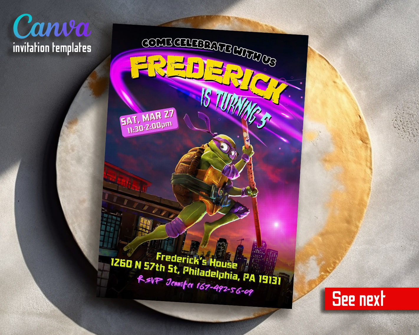 Teenage Mutant Ninja Turtles Mutant Mayhem customizable invitation template | Share or Print | boy | ER922