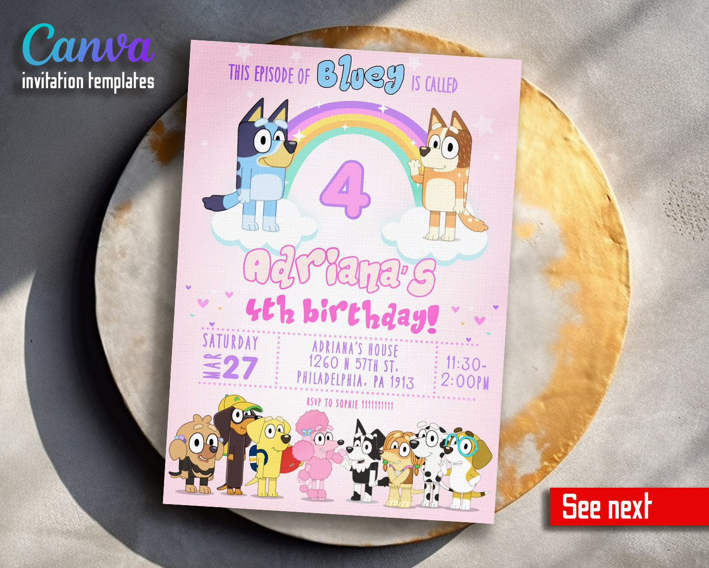 Bluey Bingo customizable invitation template | Share or Print |  | AK425