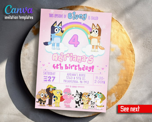 Bluey Bingo customizable invitation template | Share or Print |  | AK425