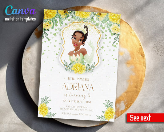 Tiana Frog Princess  customizable invitation template | Share or Print | girl | WP311