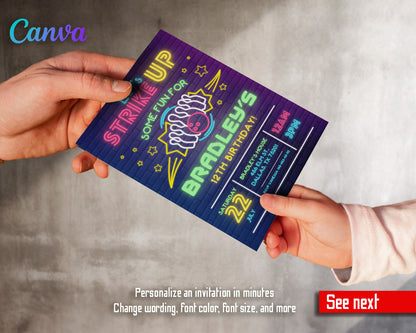 Bowling Strike Up customizable invitation template | Share or Print |  | CM614