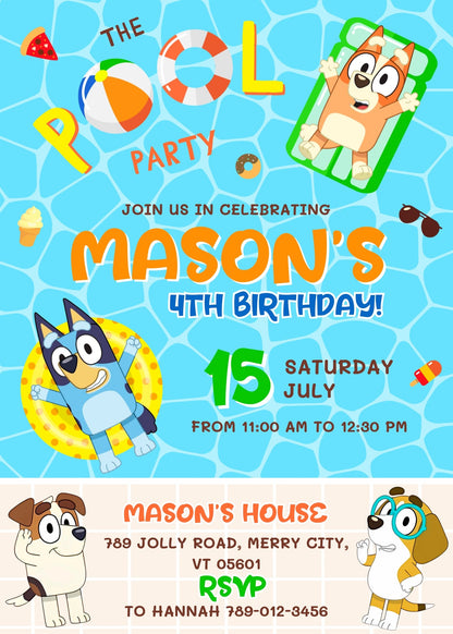 Bluey Bingo Pool customizable invitation template | Share or Print |  | ZR285