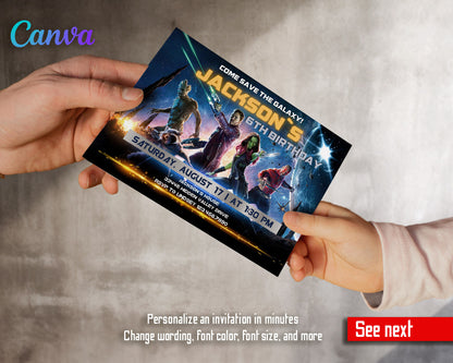 Guardians of The Galaxy Superhero customizable invitation template | Share or Print | boy | FT339