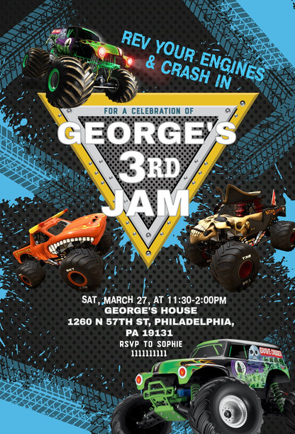Monster Jam customizable invite template boy | instant download | Share or Print | RA783