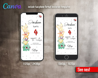 Pokemon Pikachu  customizable invitation template | Share or Print |  | SE943