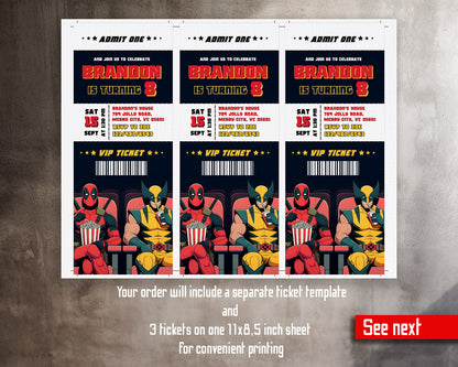 Deadpool Wolverine Marvel customizable invitation template | Share or Print | boy | DU363