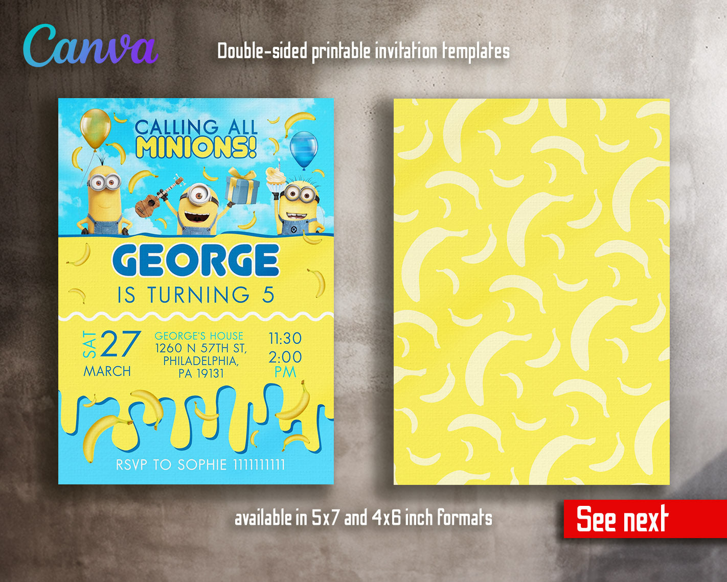 Minions Despicable Me customizable invitation template | Share or Print | | YF702