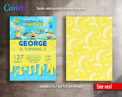 Minions Despicable Me customizable invitation template | Share or Print | | YF702