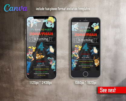 Pokemon Pikachu  customizable invitation template | Share or Print |  | CU313