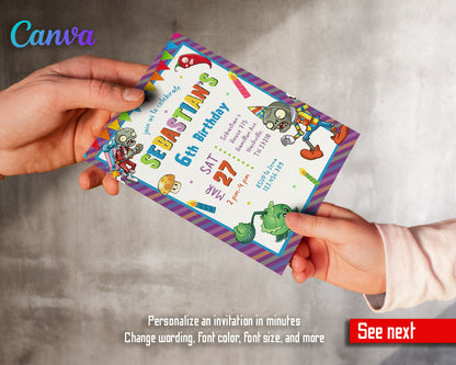 Plants vs Zombies Gamer customizable invitation template | Share or Print |  | MX652