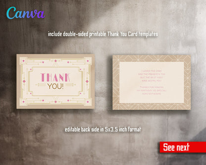 The Great Gatsby Art Deco customizable invitation template | Share or Print |  | XY303