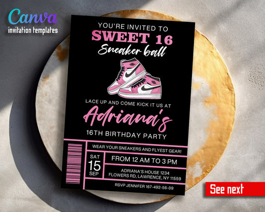 Sneaker Ball Air Jordan Nike customizable invitation template | Share or Print |  | KO208