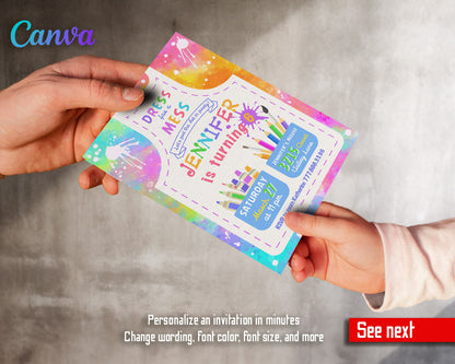 Art Dress For A Mess customizable invitation template | Share or Print | girl | VB213
