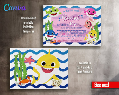 Baby Shark  customizable invitation template | Share or Print |  | WW786