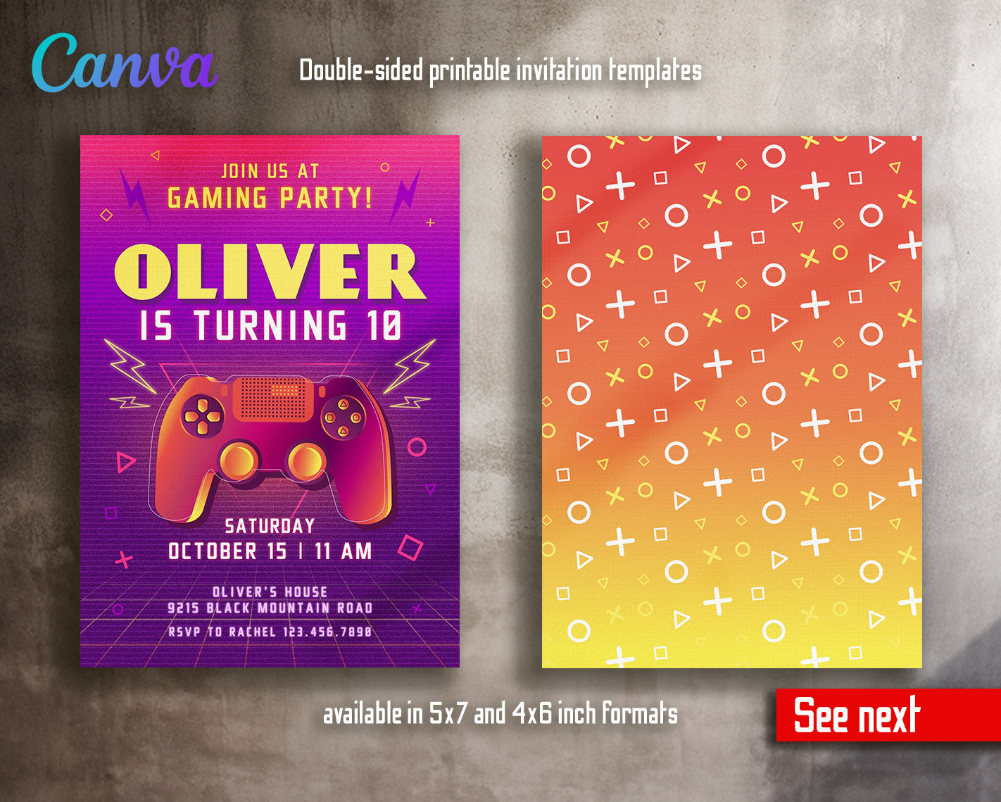 Gamer Party customizable invitation template | Share or Print | boy | FA741