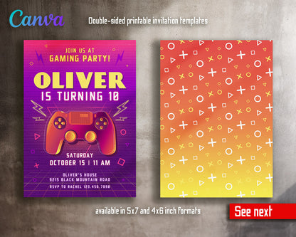Gamer Party customizable invitation template | Share or Print | boy | FA741