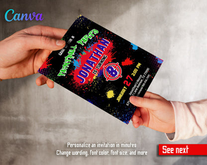 Paintball Airsoft battle customizable invitation template | Share or Print | boy | KV321