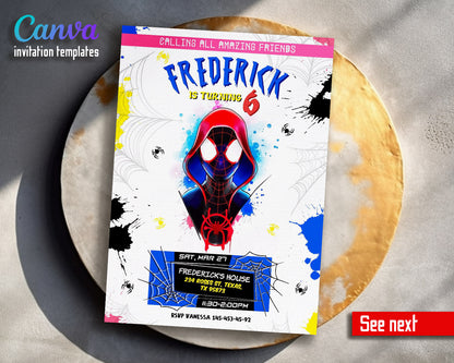 Spider Man Across the Spider-Verse customizable invitation template | Share or Print | boy | OS417
