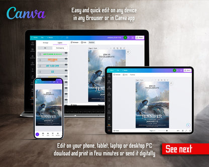 Avatar The Way of Water customizable invitation template | Share or Print |  | KD758