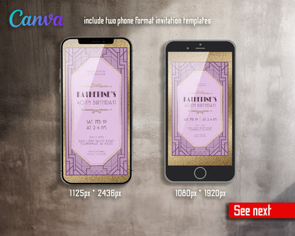 The Great Gatsby Art Deco customizable invitation template | Share or Print |  | TI330