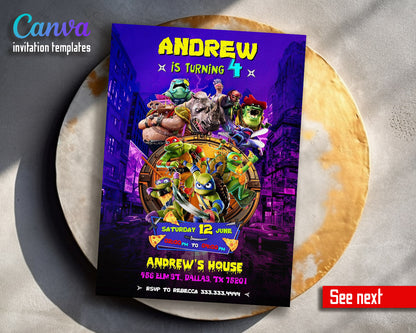 Teenage Mutant Ninja Turtles Mutant Mayhem customizable invitation template | Share or Print | boy | BH603