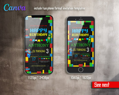 Lego Minifigures  customizable invitation template | Share or Print |  | WP747
