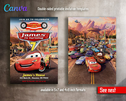 Cars Lightning McQueen customizable invitation template | Share or Print | boy | MD634