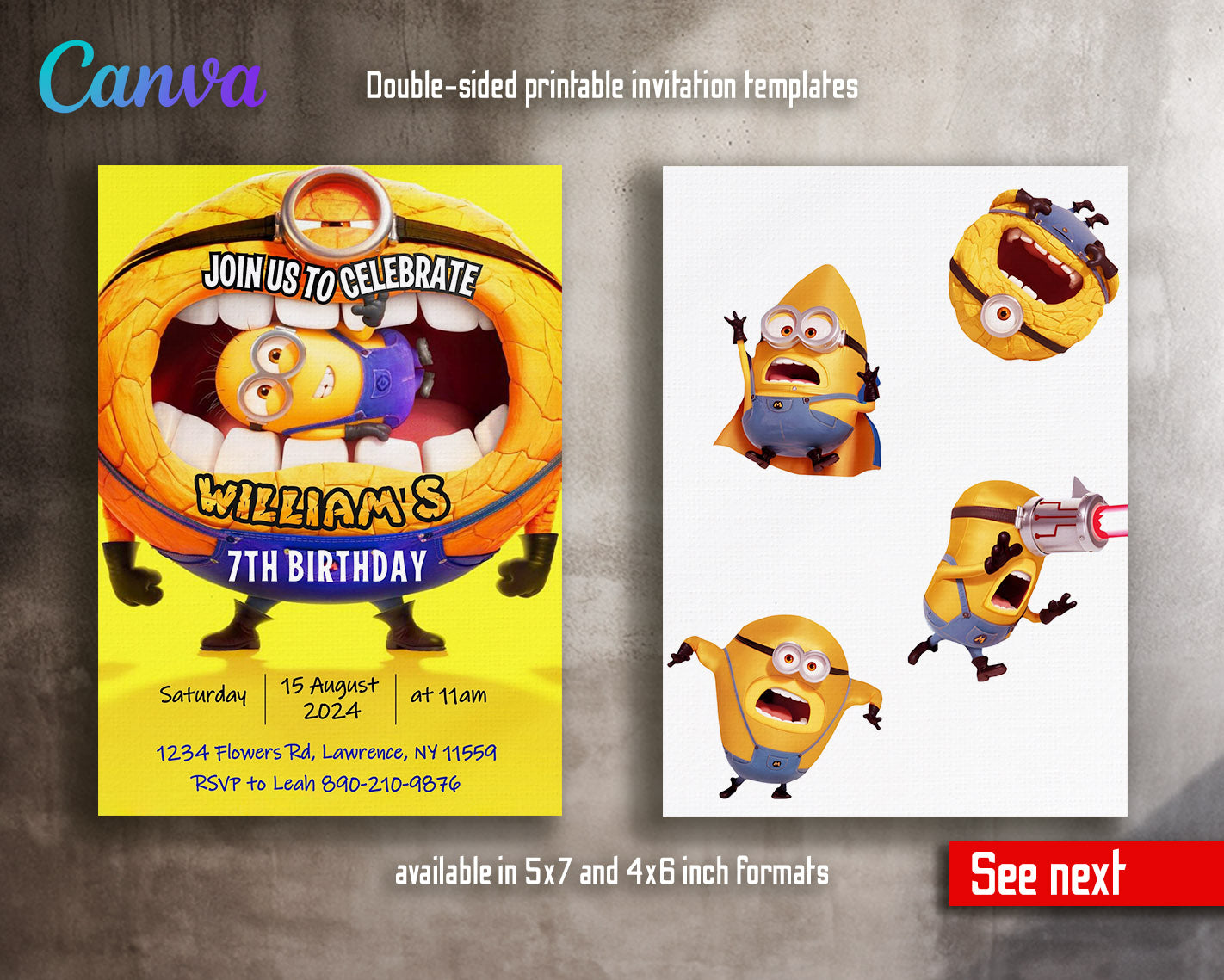 Despicable Me Minions  customizable invitation template | Share or Print |  | MK911
