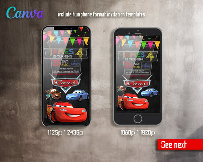 Cars Lightning McQueen customizable invitation template | Share or Print | boy | AE199