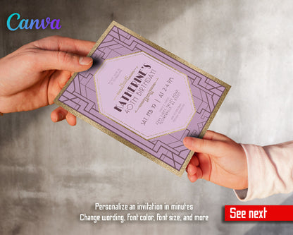 The Great Gatsby Art Deco customizable invitation template | Share or Print |  | TI330