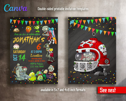 Plans vs Zombies Halloween  customizable invitation template | Share or Print |  | PG458