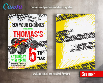 Monster Truck customizable invitation template | Share or Print | boy | BS938