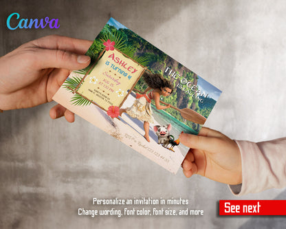 Moana Princess  customizable invitation template | Share or Print | girl | GG522