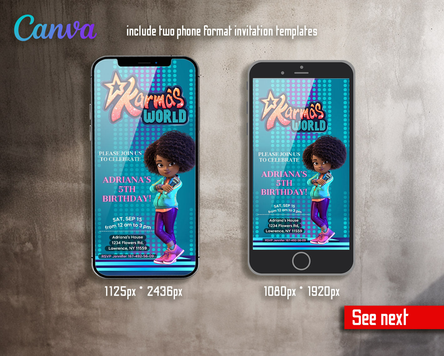 Karma's World customizable invitation template | Share or Print | girl | TQ907