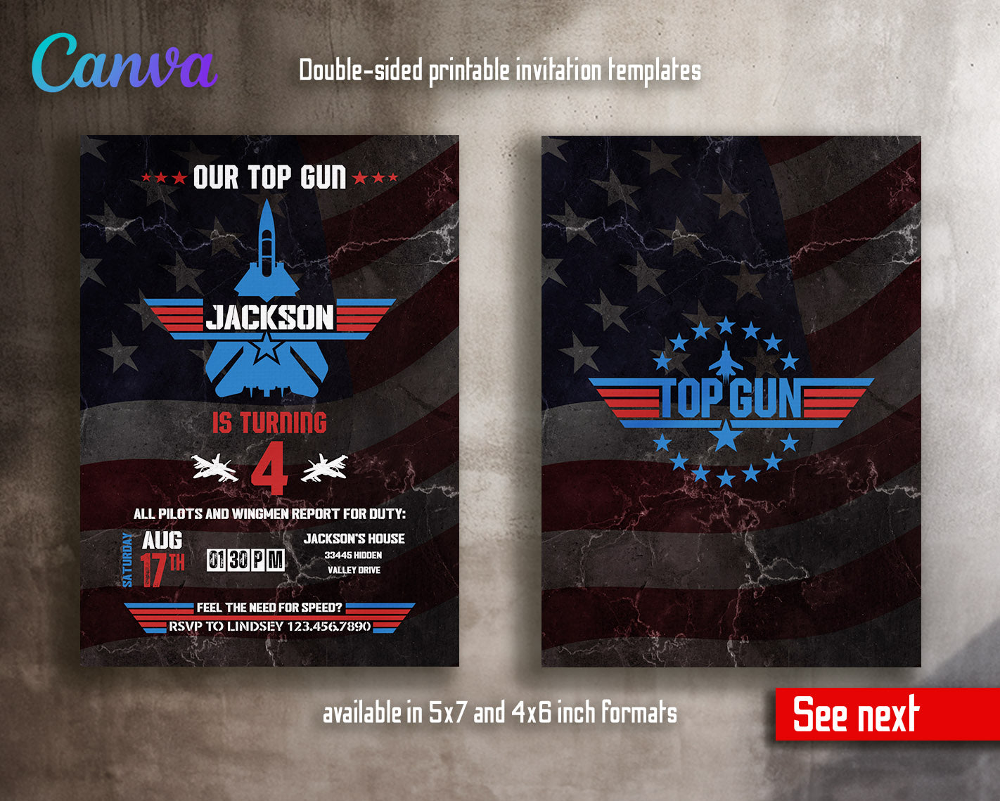 Top Gun Maverick Jet Fighter customizable invitation template | Share or Print | boy | MT634