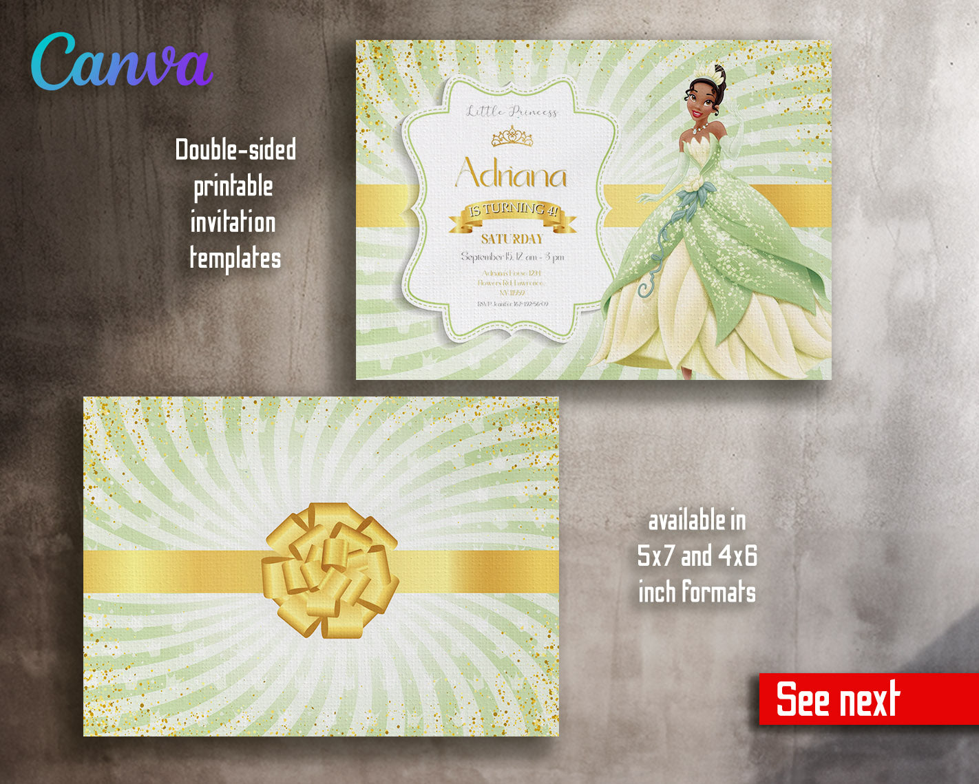 Tiana Frog Princess  customizable invitation template | Share or Print | girl | ZT614