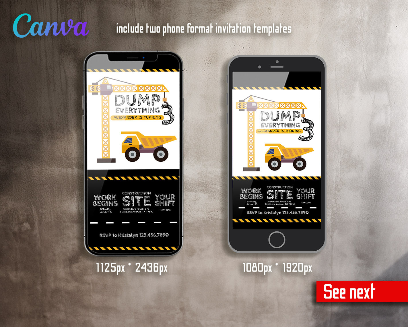 Dump Truck Construction customizable invitation template | Share or Print | boy | CZ150