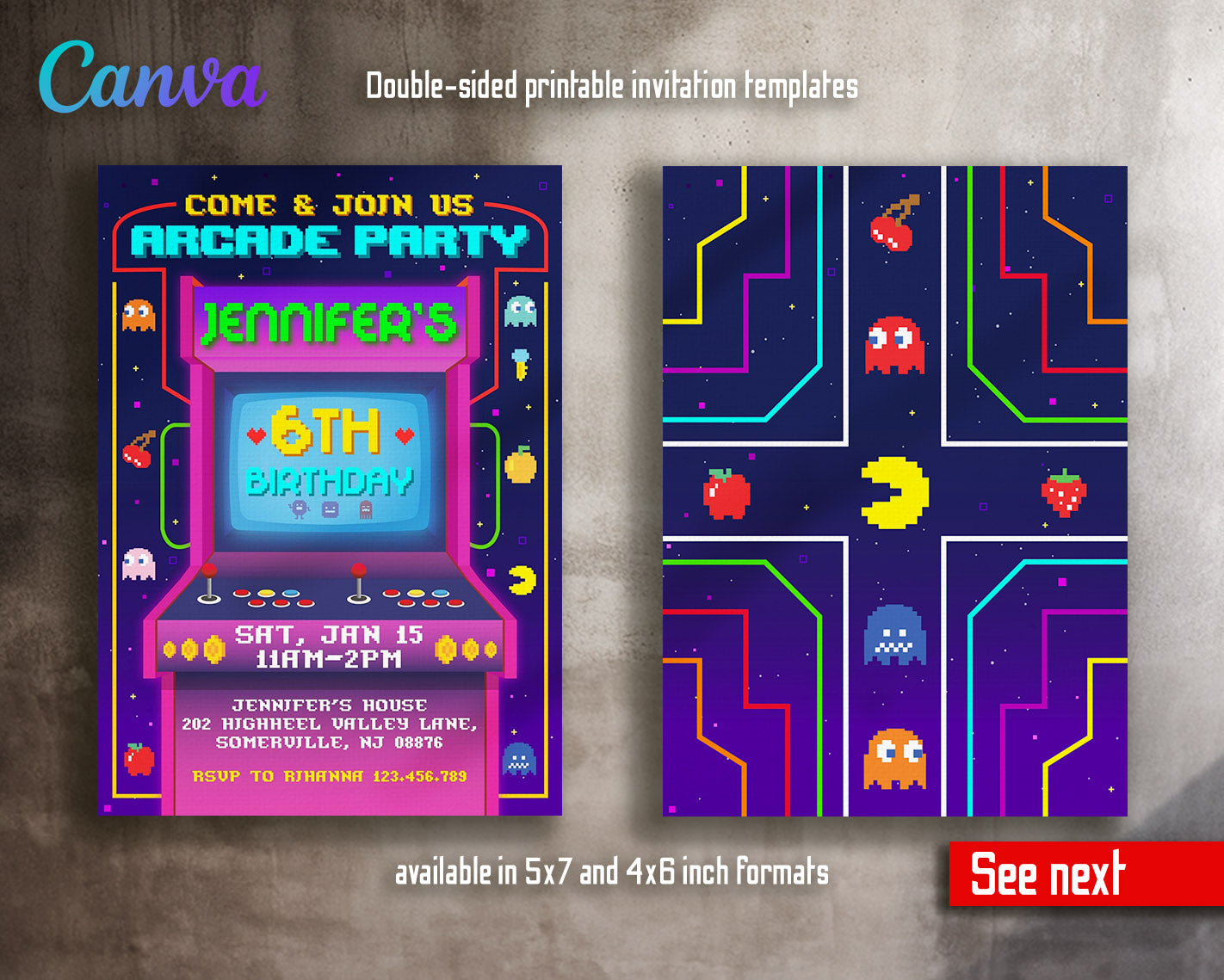 Arcade Gamer customizable invitation template | Share or Print |  | BO161
