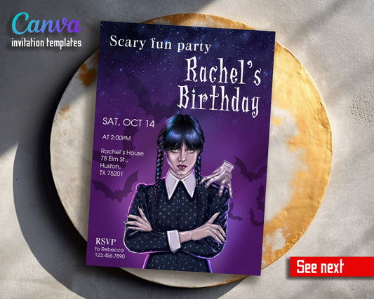 Wednesday Addams customizable invitation template | Share or Print | girl | CW993