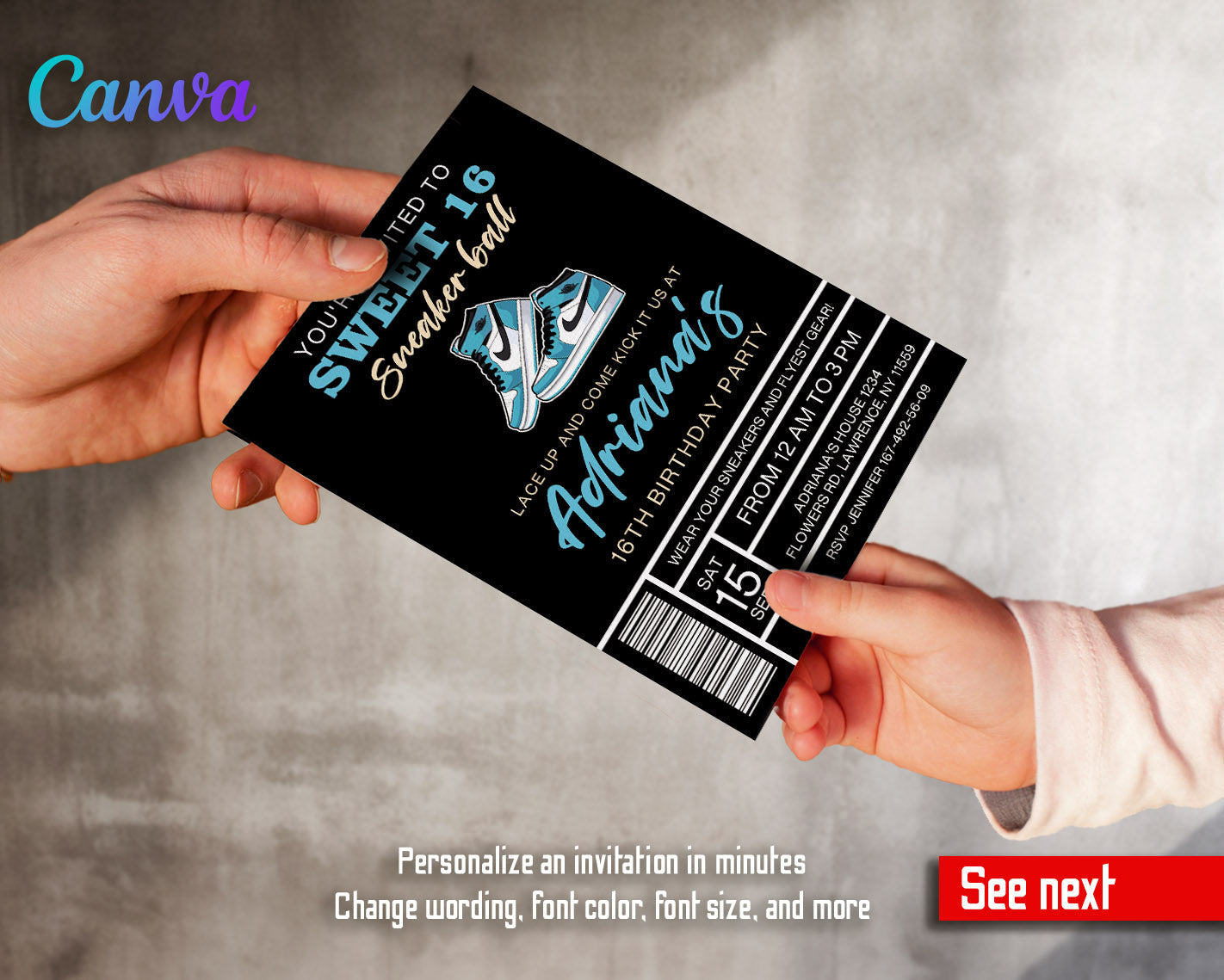 Sneaker Ball Air Jordan Nike customizable invitation template | Share or Print |  | JY158