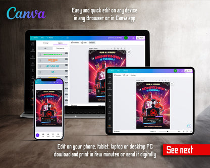 Spider Man Across the Spider-Verse customizable invitation template | Share or Print | boy | AN357