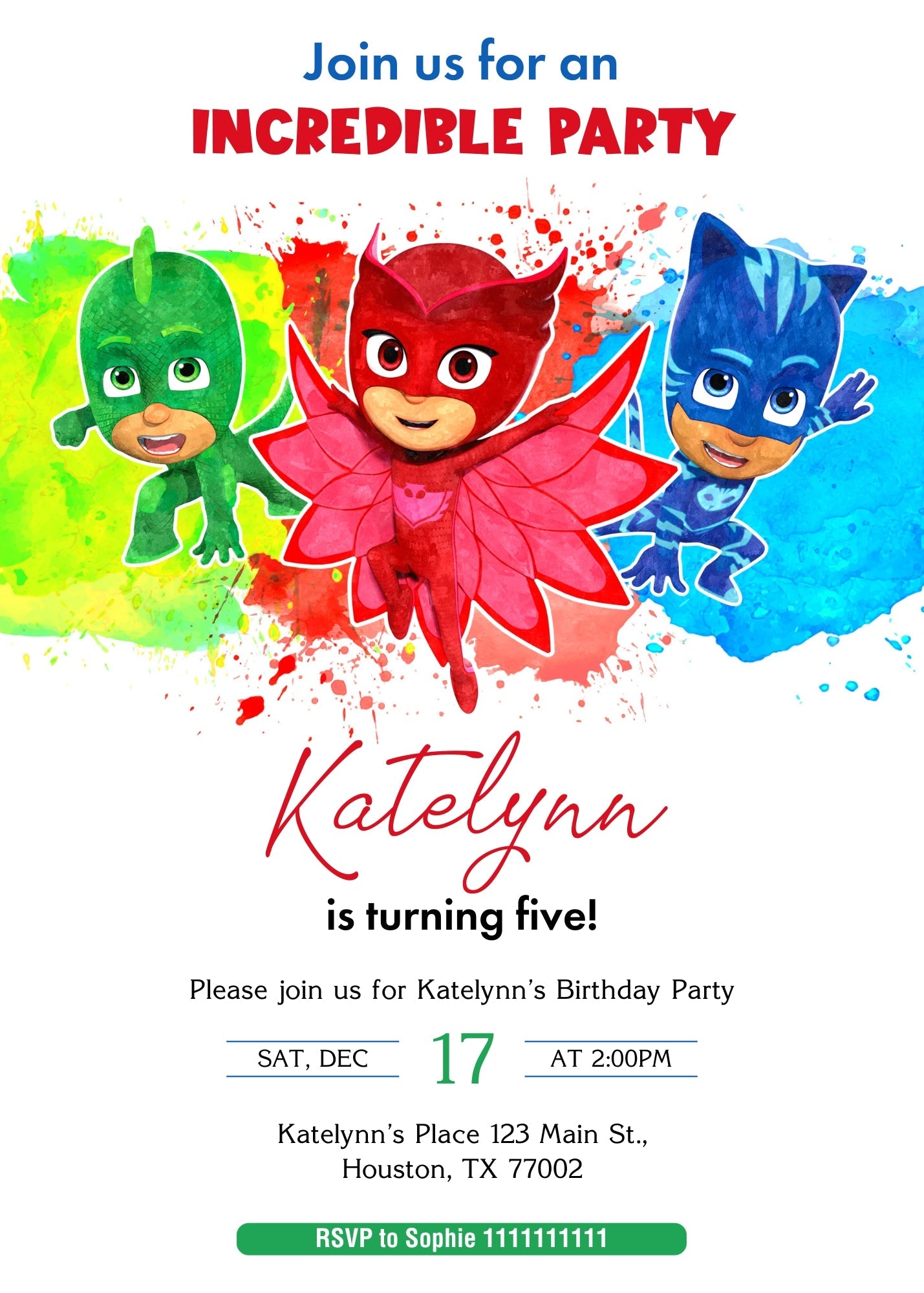 PJ Masks customizable invitation template | Share or Print | | EF038