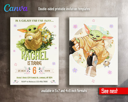 Baby Yoda Grogu Star Wars Mandalorian  customizable invitation template | Share or Print | boy | YQ337