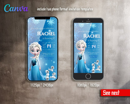 Frozen Elsa  customizable invitation template | Share or Print | girl | EK828