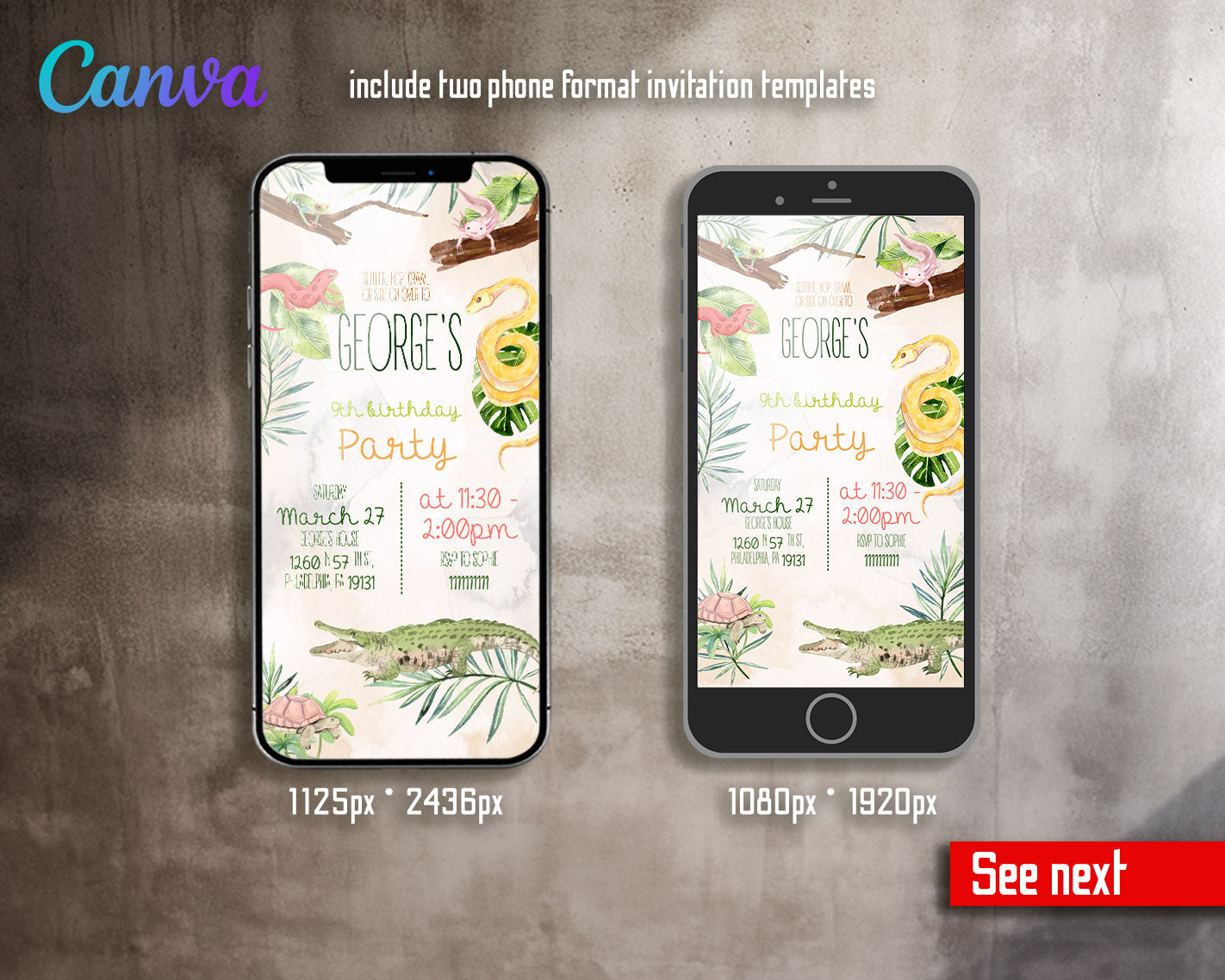 Reptile Lizard Snake customizable invitation template | Share or Print |  | UN073