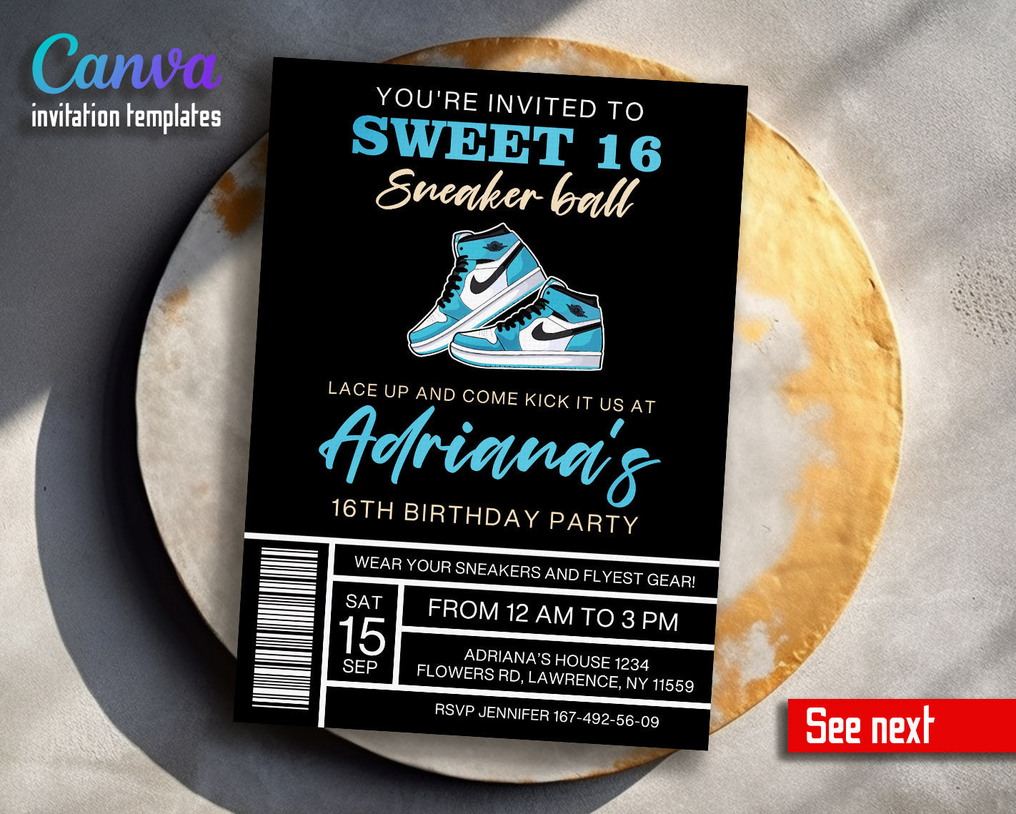Sneaker Ball Air Jordan Nike customizable invitation template | Share or Print |  | JY158