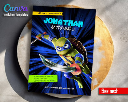 Teenage Mutant Ninja Turtles Mutant Mayhem customizable invitation template | Share or Print | boy | QM962