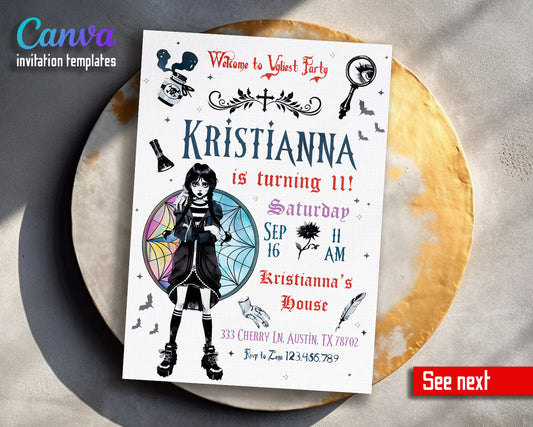 Wednesday Addams customizable invitation template | Share or Print | girl | KF062