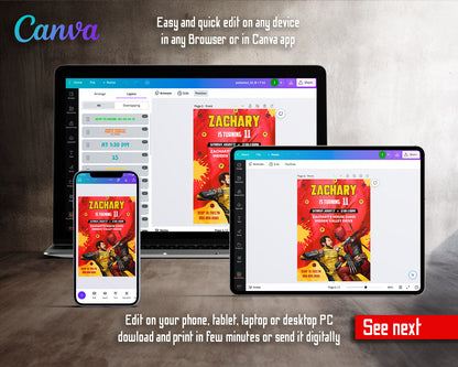 Deadpool Wolverine Marvel  customizable invitation template | Share or Print | boy | YT913