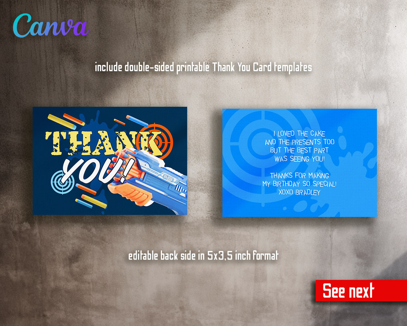 Dart Gun NERF Blaster  customizable invitation template | Share or Print | boy | BN399